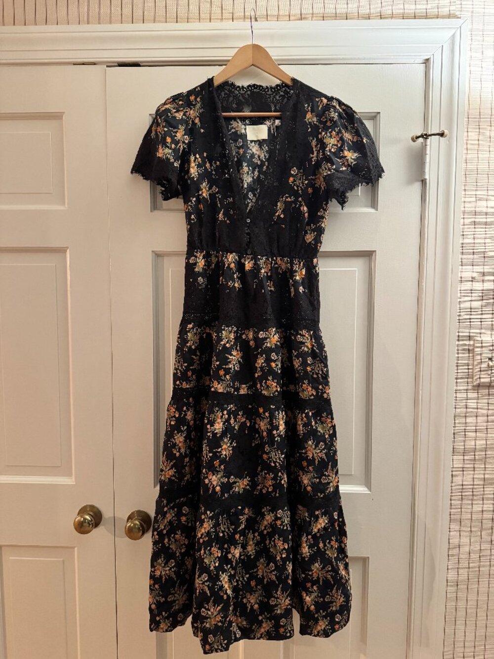 NWT Dôen Heirloom Graciella Dress Foxglove Floral Lace Ramie Midi XS